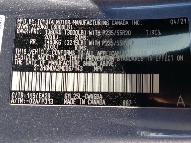 2021 LEXUS RX 450H 2T2HGMDA3MC067143