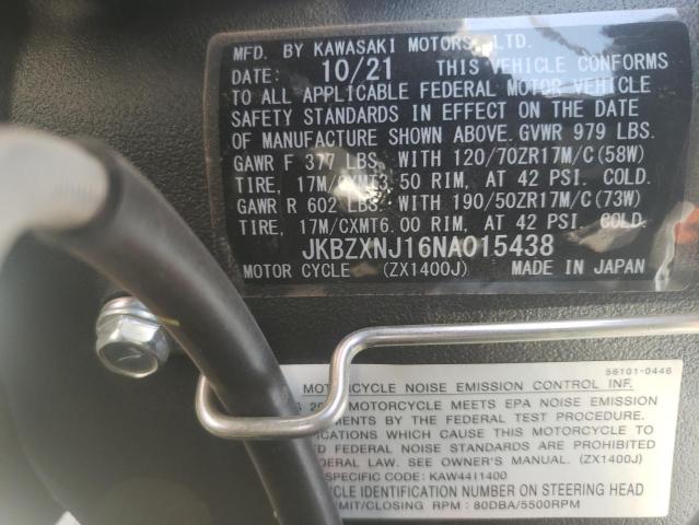 2022 KAWASAKI ZX1400 J JKBZXNJ16NA015438