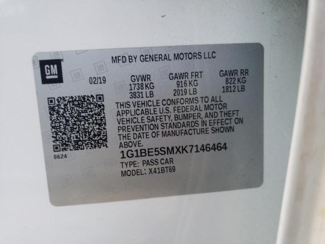 2019 CHEVROLET CRUZE LT 1G1BE5SMXK7146464