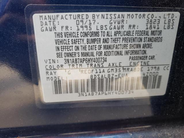 2017 NISSAN SENTRA S/S 3N1AB7AP6HY400734