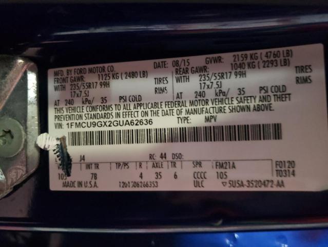 2016 FORD ESCAPE SE 1FMCU9GX2GUA62636