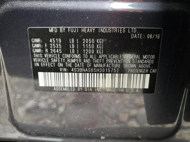 2017 SUBARU LEGACY SPO 4S3BNAS65H3015752