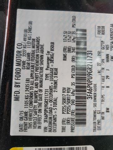 2016 FORD FUSION SE 3FA6P0PU9GR211731