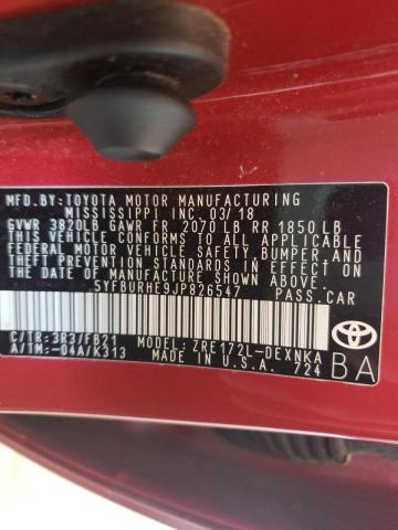2018 TOYOTA COROLLA L 5YFBURHE9JP826547