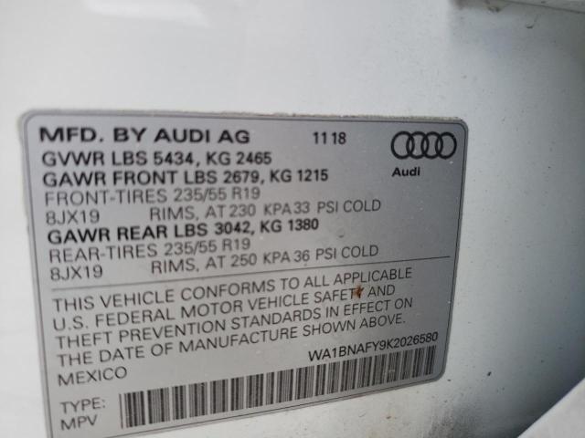 2019 AUDI Q5 PREMIUM WA1BNAFY9K2026580