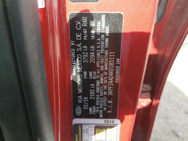 3KPF24AD4KE085111 KIA FORTE FE