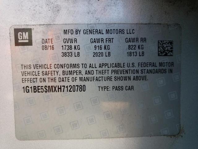 2017 CHEVROLET CRUZE LT 1G1BE5SMXH7120780