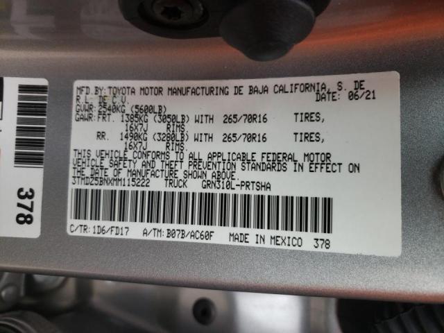 2021 TOYOTA TACOMA DOU 3TMDZ5BNXMM115222