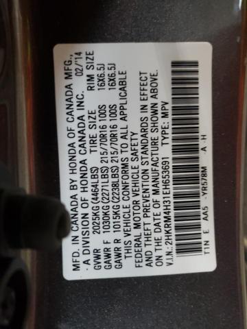 2HKRM4H31EH653691 Honda Cr-V Lx 2014. Фото: 9