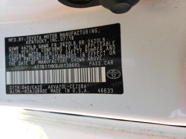 2018 TOYOTA CAMRY L 4T1B11HK6JU139685