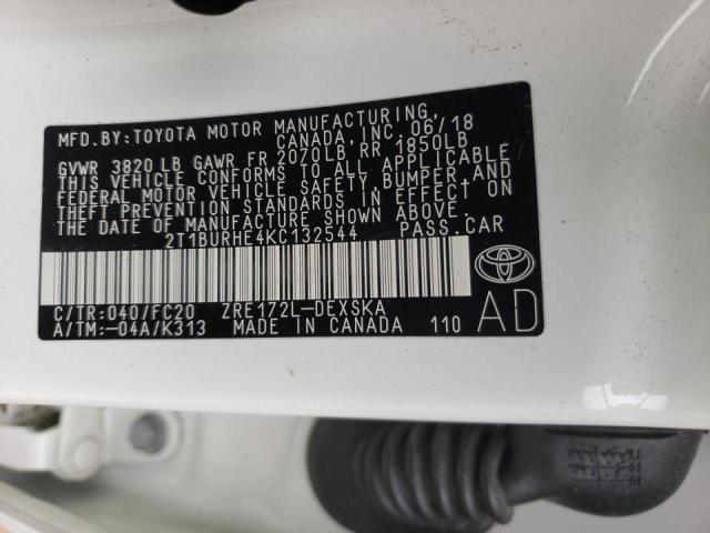 2019 TOYOTA COROLLA L 2T1BURHE4KC132544