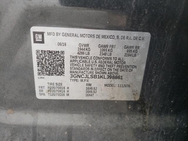 2019 CHEVROLET TRAX 1LT 3GNCJLSB1KL398861