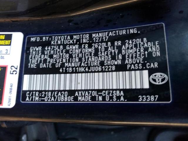 2018 TOYOTA CAMRY L 4T1B11HK4JU061228