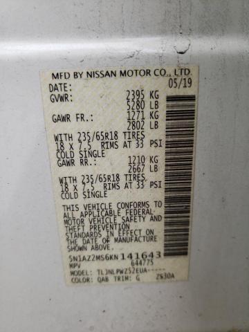 2019 NISSAN MURANO S 5N1AZ2MS6KN141643
