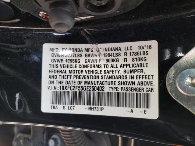 19XFC2F55GE250402 Honda Civic Lx 2016. Фото: 9