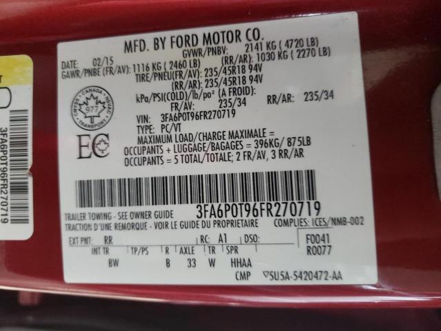 2015 FORD FUSION SE 3FA6P0T96FR270719