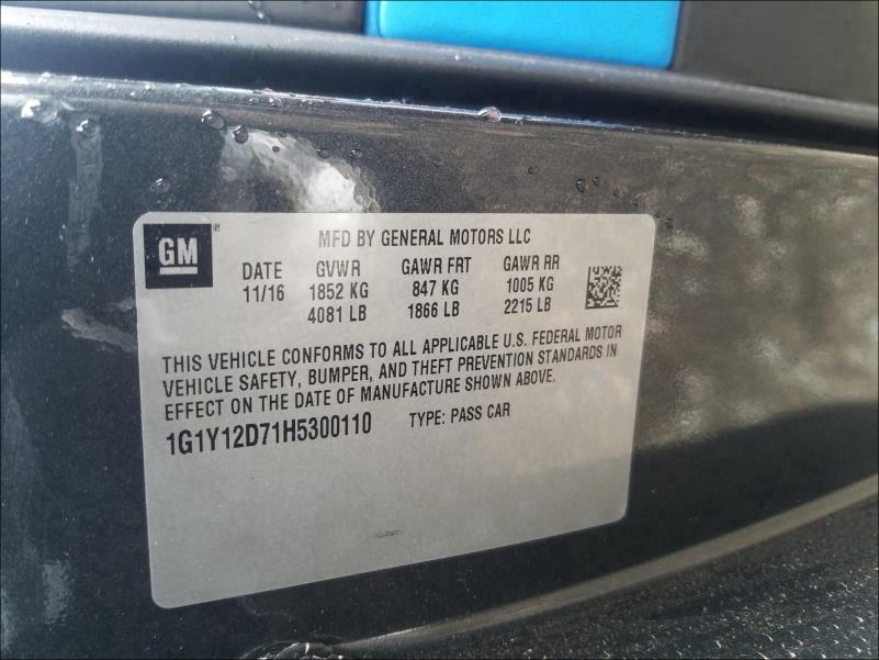 2017 CHEVROLET CORVETTE G 1G1Y12D71H5300110