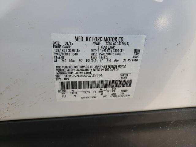 2016 FORD EXPLORER 1FM5K7B80GGA74446