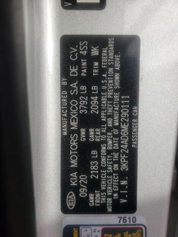 2021 KIA FORTE FE 3KPF24AD6ME290111