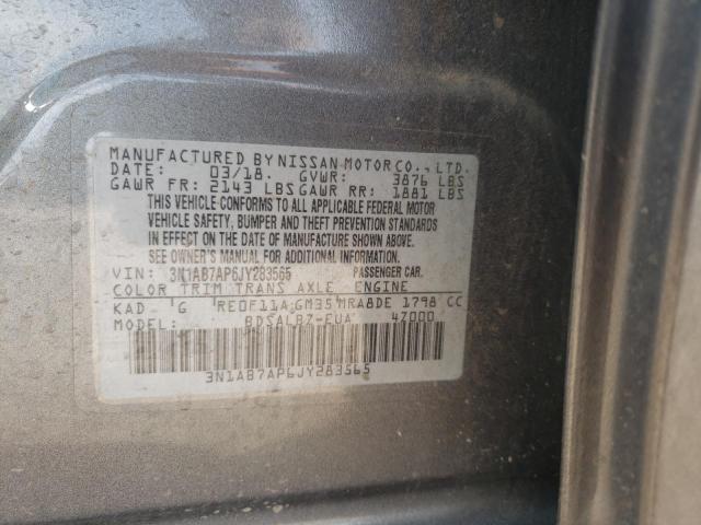 2018 NISSAN SENTRA S 3N1AB7AP6JY283565
