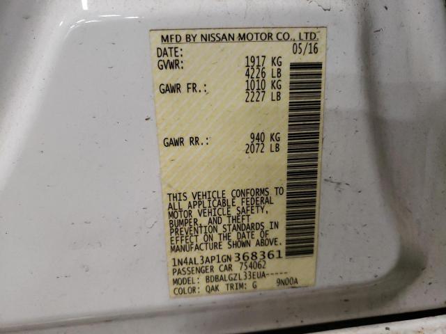2016 NISSAN ALTIMA 2.5 1N4AL3AP1GN368361