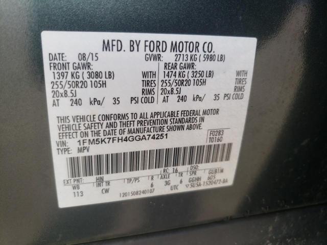 2016 FORD EXPLORER L 1FM5K7FH4GGA74251