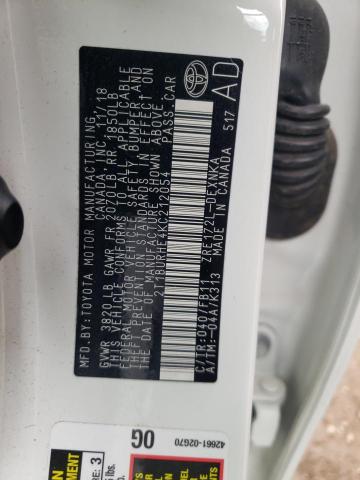 2019 TOYOTA COROLLA L 2T1BURHE4KC212054