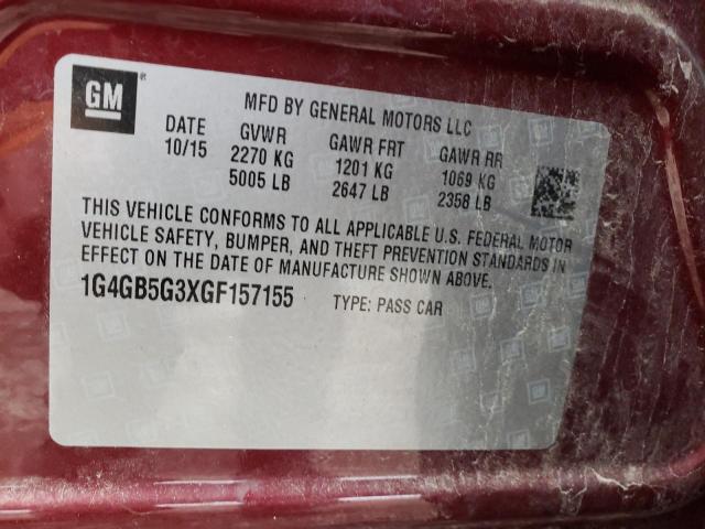 2016 BUICK LACROSSE 1G4GB5G3XGF157155