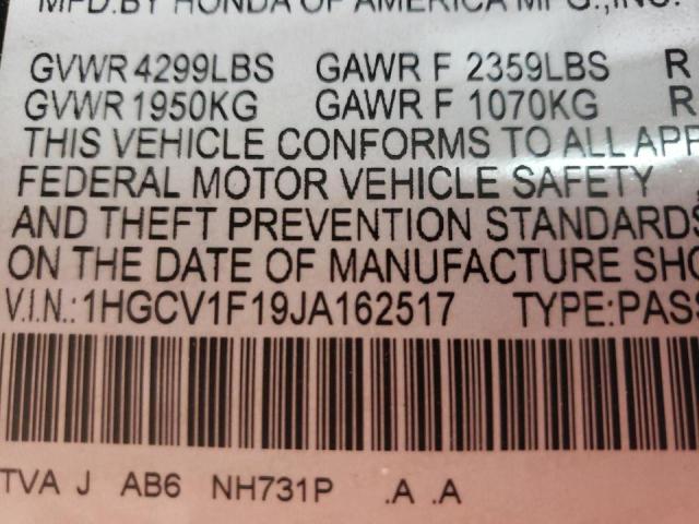 2018 HONDA ACCORD LX 1HGCV1F19JA162517