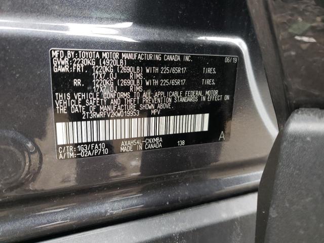 2019 TOYOTA RAV4 XLE 2T3RWRFV2KW019953