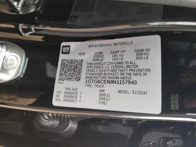 2022 GMC CANYON ELE 1GTG6CEN8N1157943