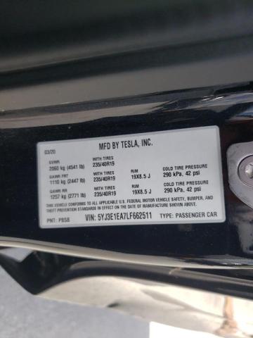 2020 TESLA MODEL 3 5YJ3E1EA7LF662511