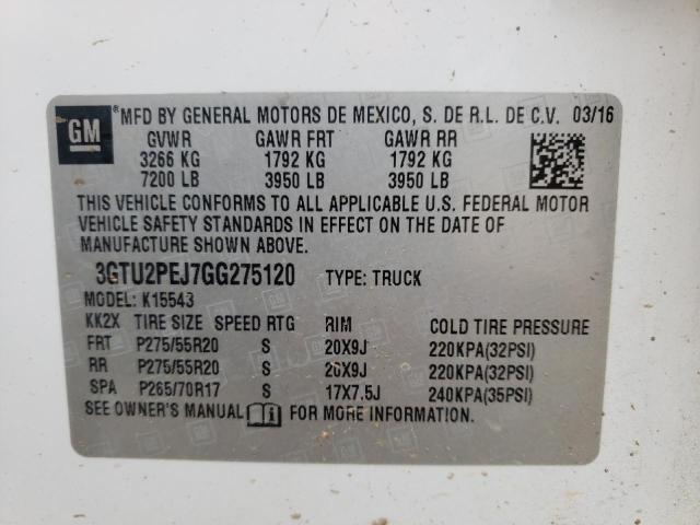 2016 GMC SIERRA K15 3GTU2PEJ7GG275120