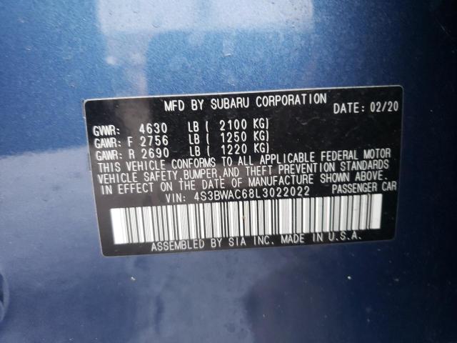 2020 SUBARU LEGACY PRE 4S3BWAC68L3022022