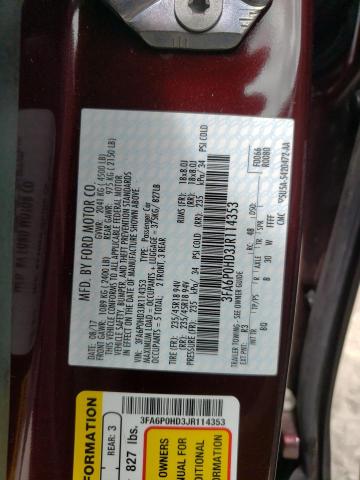 2018 FORD FUSION SE 3FA6P0HD3JR114353