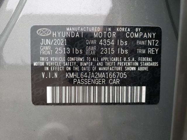 2021 HYUNDAI SONATA SEL KMHL64JA2MA166705