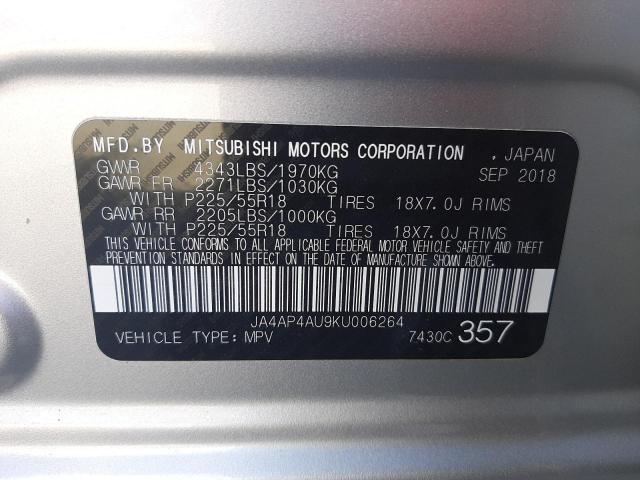 2019 MITSUBISHI OUTLANDER JA4AP4AU9KU006264