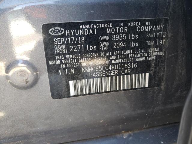 2019 HYUNDAI IONIQ BLUE KMHC65LC4KU118316