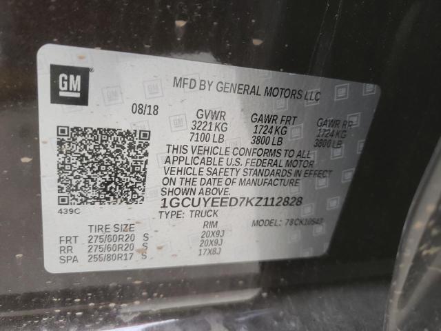 2019 CHEVROLET SILVERADO 1GCUYEED7KZ112828