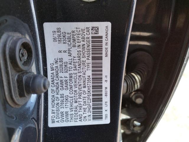 2019 HONDA CIVIC LX 2HGFC2F63KH573564