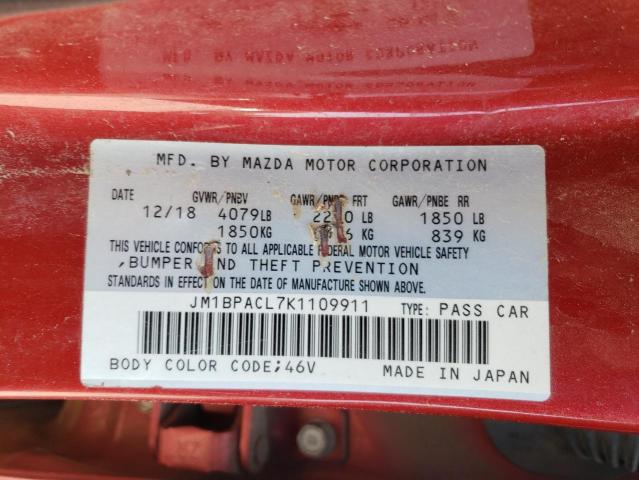 2019 MAZDA PROTEGE JM1BPACL7K1109911
