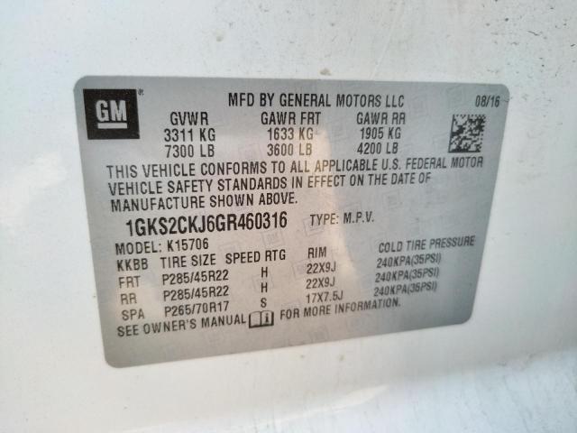 2016 GMC YUKON DENA 1GKS2CKJ6GR460316
