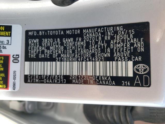 2015 TOYOTA COROLLA L 2T1BURHE4FC414821