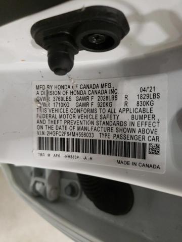 2021 HONDA CIVIC LX 2HGFC2F64MH556033