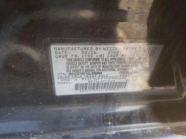 2016 NISSAN VERSA S 3N1CN7AP1GL898868
