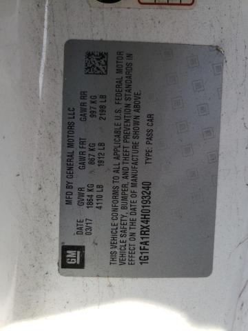 2017 CHEVROLET CAMARO LS 1G1FA1RX4H0193240