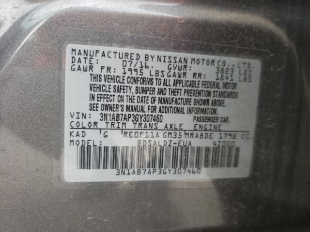 2016 NISSAN SENTRA S 3N1AB7AP3GY307460