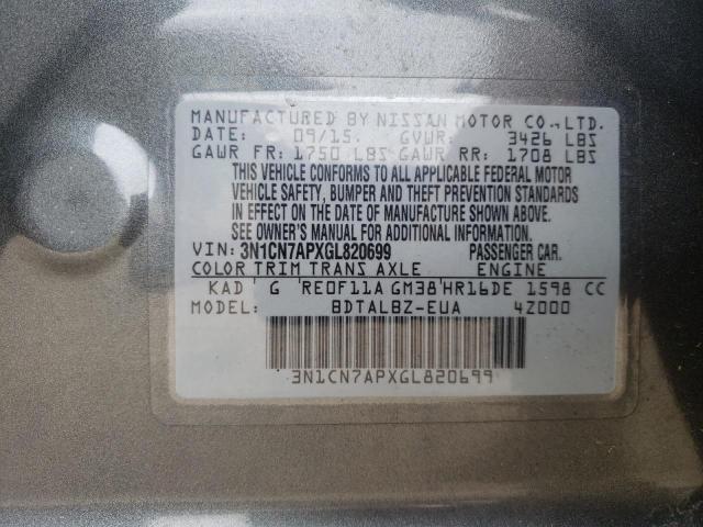 2016 NISSAN VERSA 3N1CN7APXGL820699