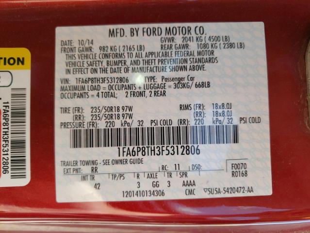 2015 FORD MUSTANG 1FA6P8TH3F5312806