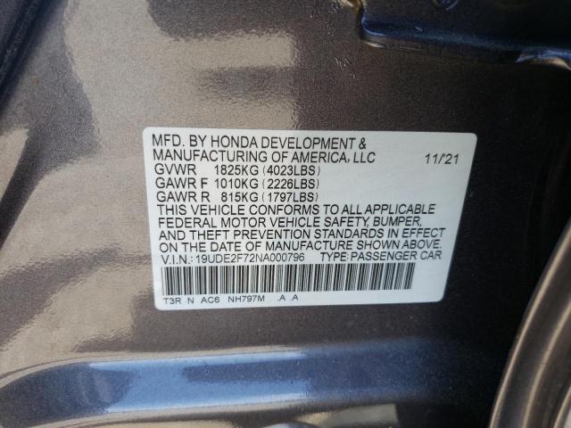 2022 ACURA ILX PREMIU 19UDE2F72NA000796